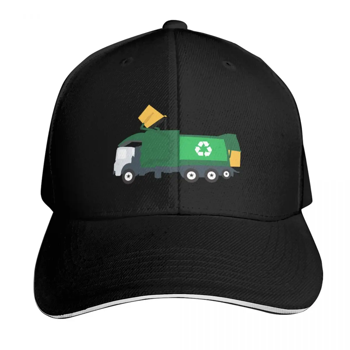 Recycling Garbage Truck Baseball Cap Cotton Twill Breathable Contrast Two Tone Brim Snapback Flat Bill
