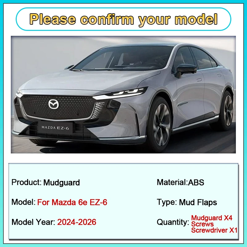 

For Mazda EZ-6 6e 2024 2025 2026 Car Front Wheel Mudguards Baking Paint Mud Flaps Fender Protector Mud Flaps Splash Guards Tools