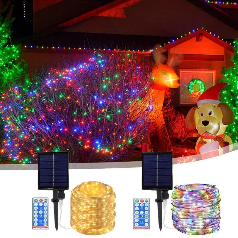 

Solar Powered Led String Lights 8 Modes Weatherproof Led Twinkle Lights With Remote Control 30M/100Ft Christmas Outdoor Lights