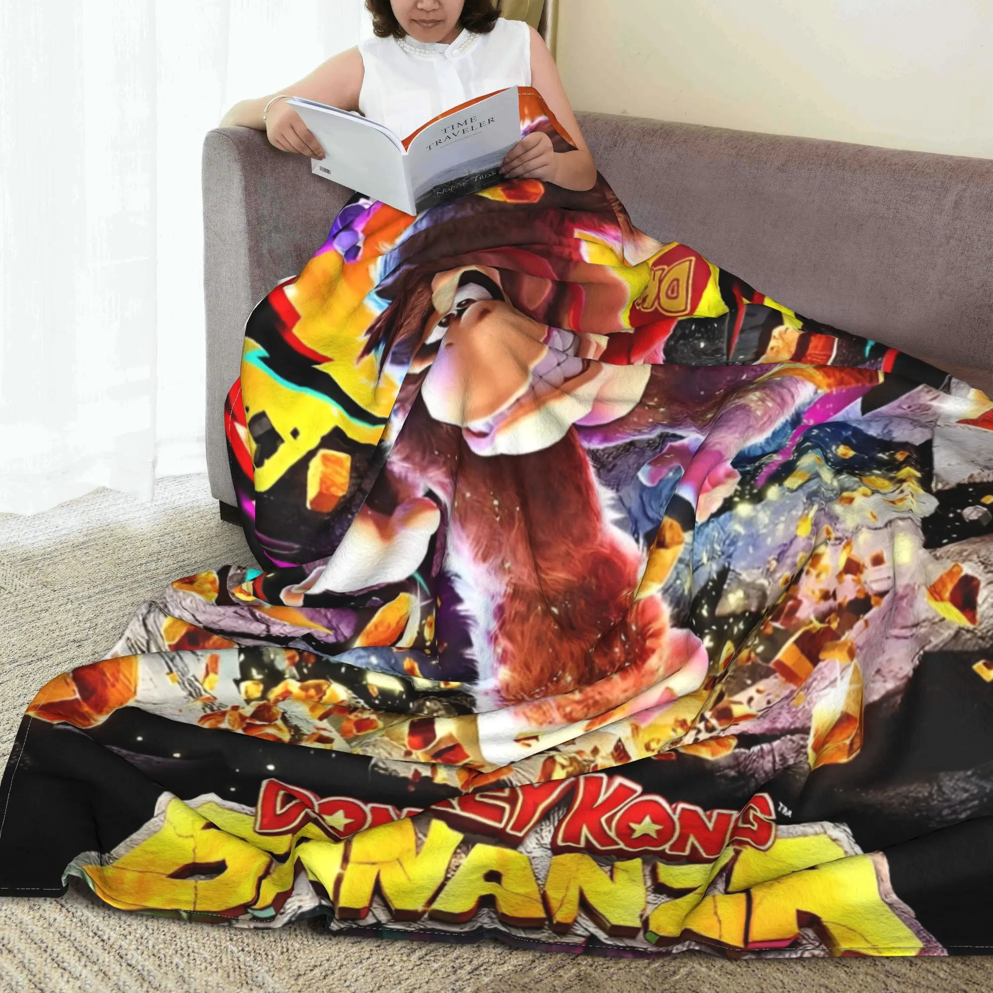 Donkey Kong Bananza Game Blanket  Soft Warm Pattern Plush Throw Blanket For Boy Girl Outdoor Flannel Bedspread Bed Cover view 4