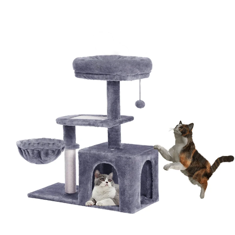 

YXT H80CM Small Cat Tree Condo with Natural Sisal-Covered Scratching Post for Kitten Cat Indoor Large Top Perch Cozy Hummock