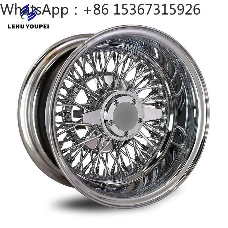 13-14 Inch 5x114.3 Cross Lace Reverse Spoke Custom Chrome Wire Wheel Rims