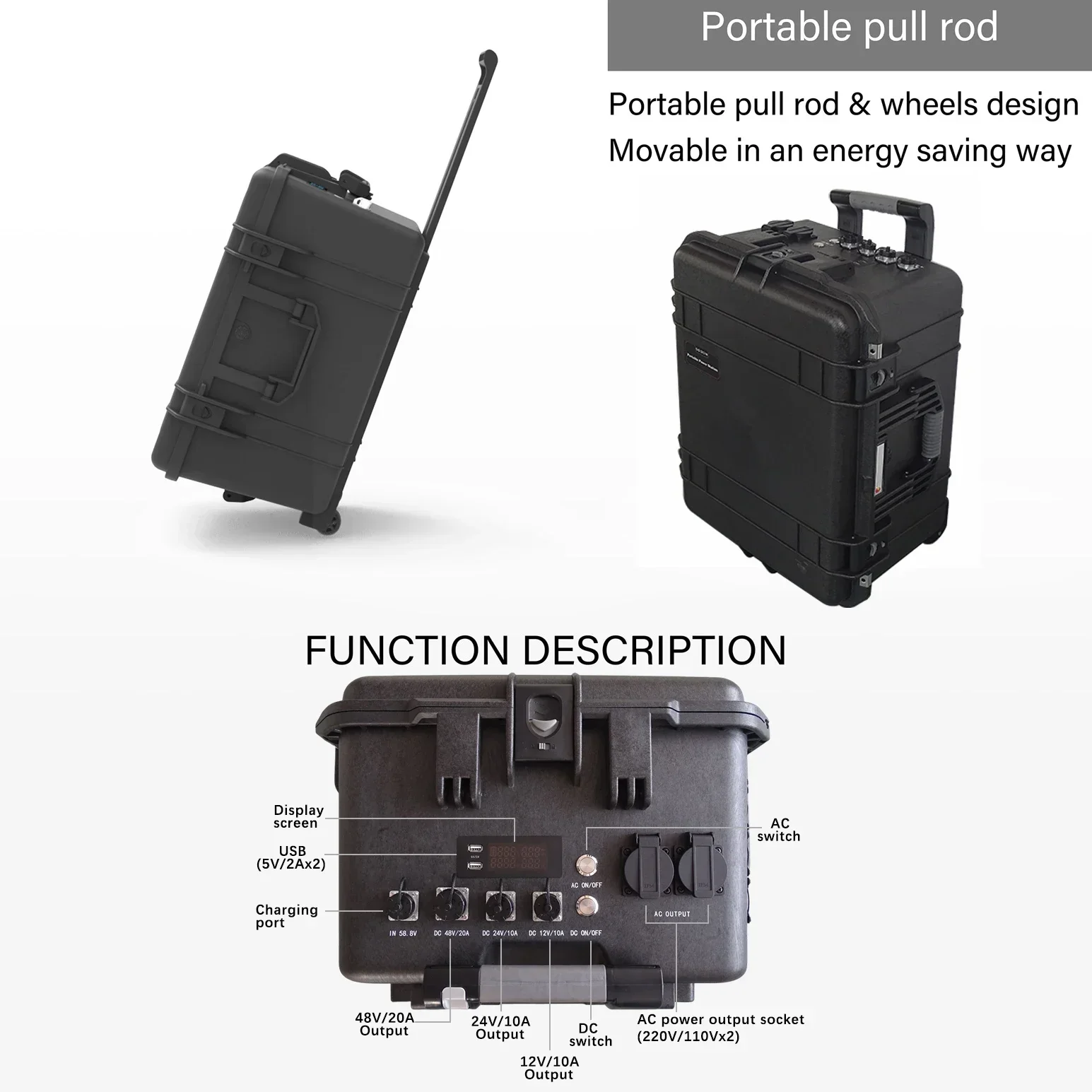 supply 5000w suitcase Sunlight generator lifepo4 btry bank mobile tragbare powerstation charge 5kw portable power station 5000w