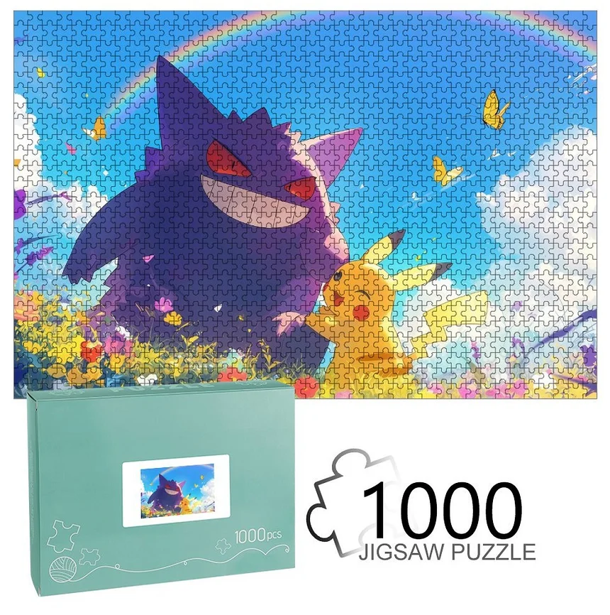 

Деревянная головоломка Pokemon Gengar, развивающая игрушка для детей, детские игры, 1000 элементов, игрушки-пазлы, рождественский подарок, 50X70 см