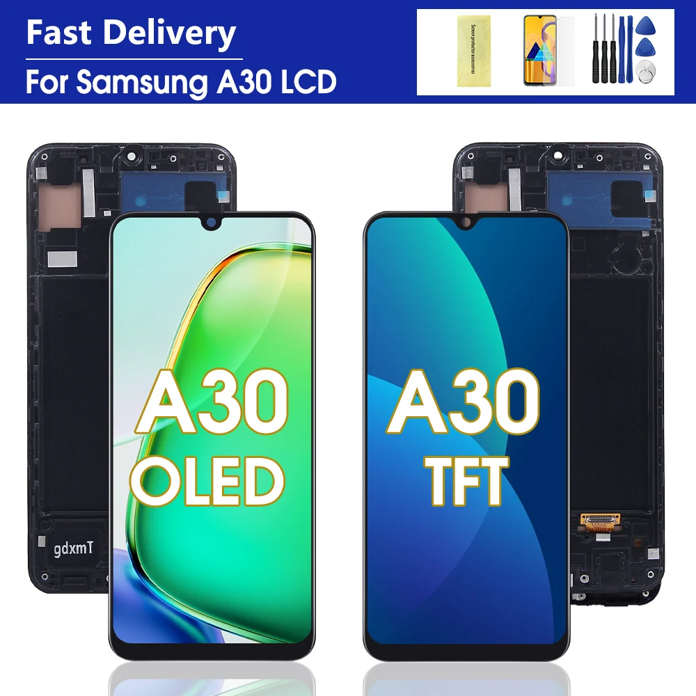 Für Samsung A30 A305 AMOLED/TFT LCD Display Touchscreen Digitizer Montage Panel A305F A305G A305N Reparatur Teil für handy