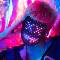 Led Masks Carnival Festival Masquerade DJ Costume Party Christmas Mask Decor Halloween Mask USB Charging DIY Screen Mask Light