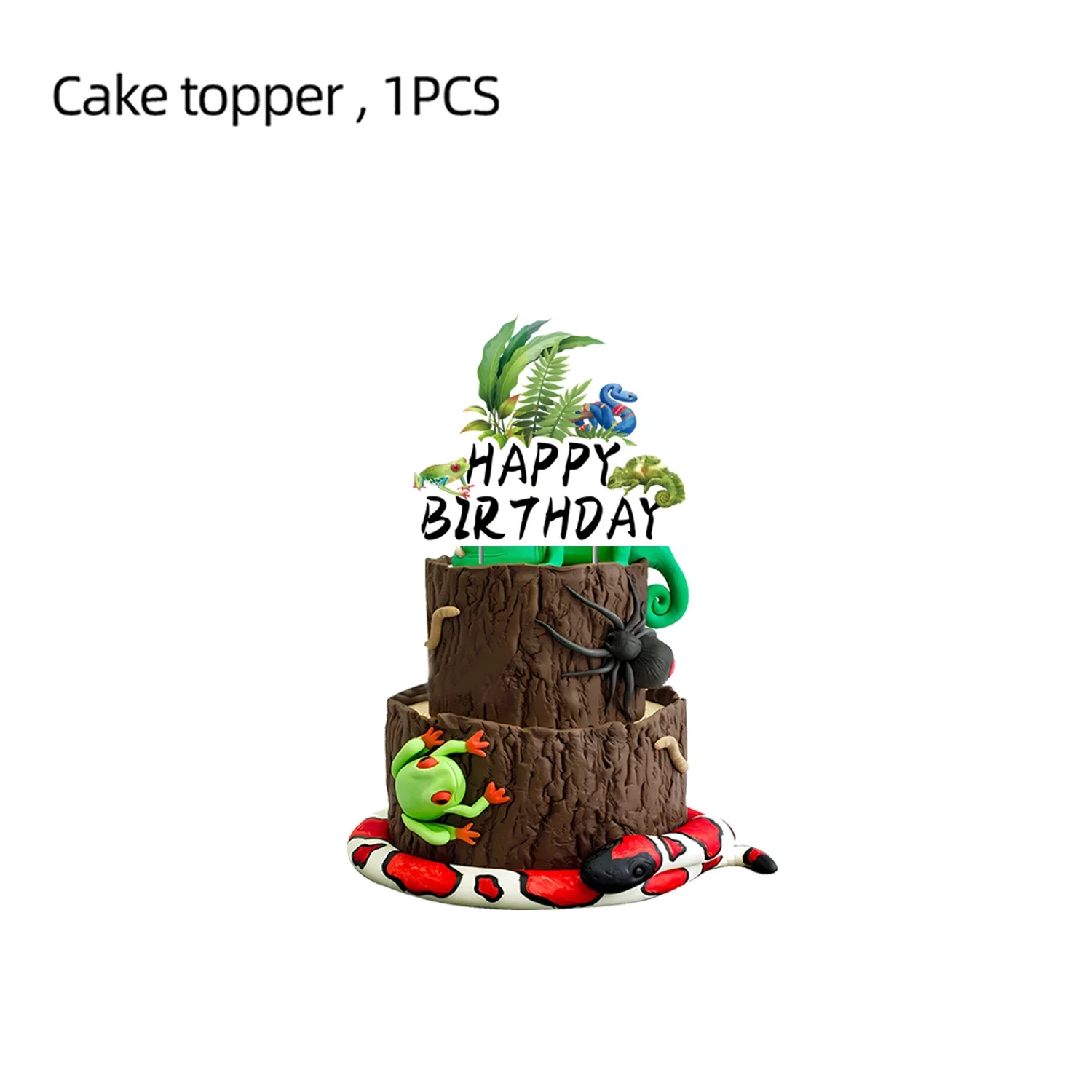 Reptilien-Geburtstagsparty-Zubehör Eidechsen- und Schlangen-Tischgeschirr Pappbecher Teller Servietten Banner Ballons Geburtstagsparty-Dekorationen – Detail 8