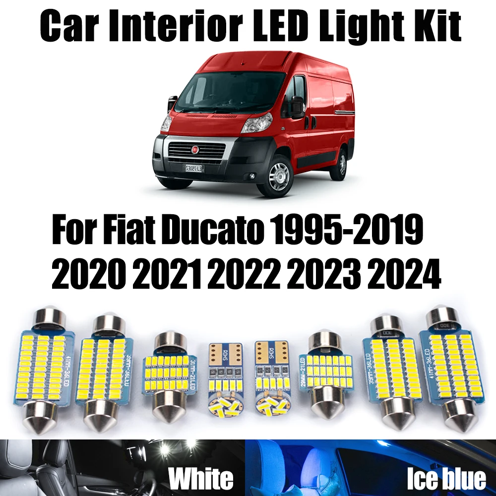 12pcs For Fiat Ducato 1995-2022 2023 2024 Car Accessories Canbus No Error LED Interior Trunk Ceiling Dome Glove box Light Kit