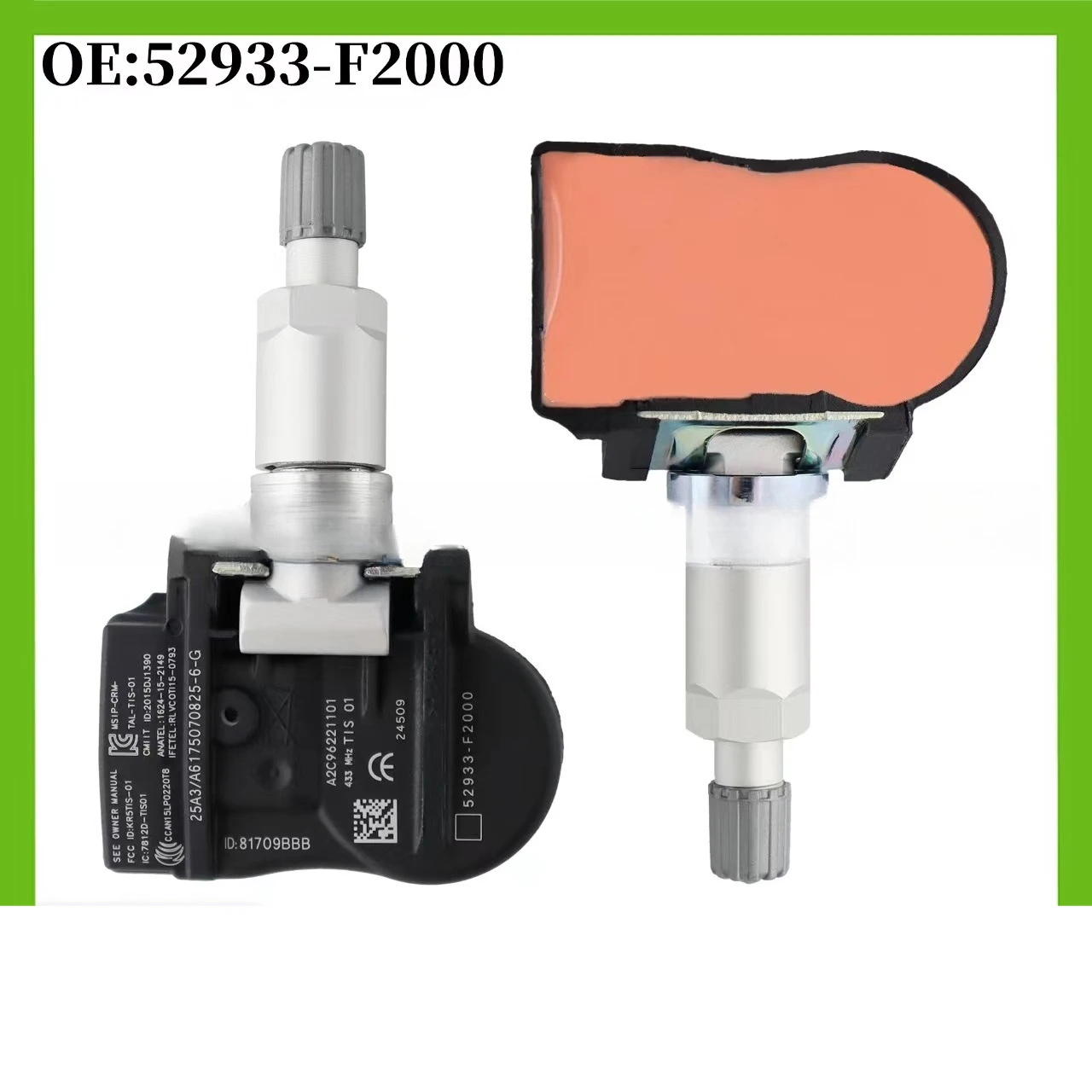 52933-F2000 4pcs Tire Pressure Sensor For Hyundai Santa Fe Sport Azera Elantra GT Kauai Kona Kia E-Niro Sorento Soul E-Soul