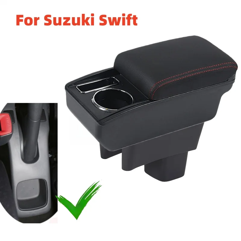 Car Armrest Box For Suzuki Swift 2005-2020 Car Center Console Interior Parts with Led USB Cup houlder 2006 2007 2008 2019