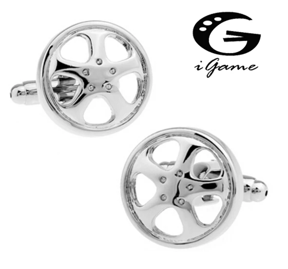 IGame Novel Cufflinks Silver Color Fashion Car Hubs Nave Of Wheel Design Cufflinks Wholesale & Retail