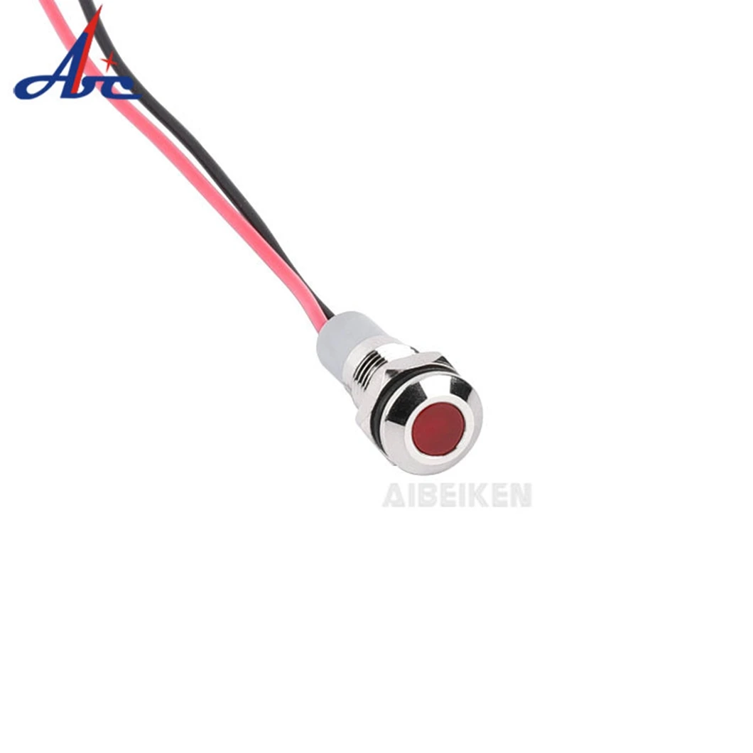 8mm Waterproof signal light Flat Tri-color RGB pilot lamp 6V, 12V, 24V 220V LED indicator light