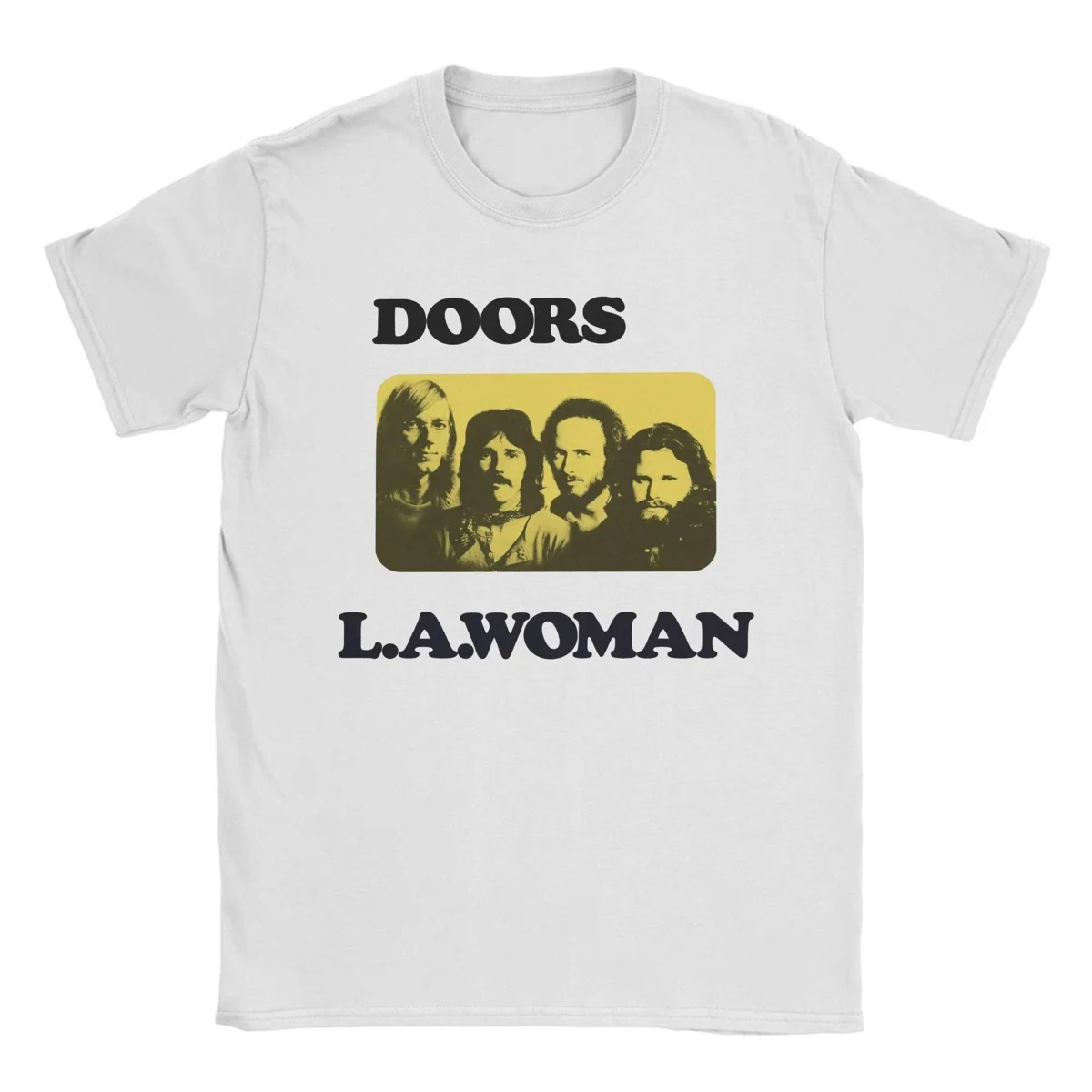 Rock Band The Doors Jim Morrison Poster Print T-Shirt Men Women O-neck Cotton Summer New Tee Retro Style Harajuku Oversized Tops - view 4