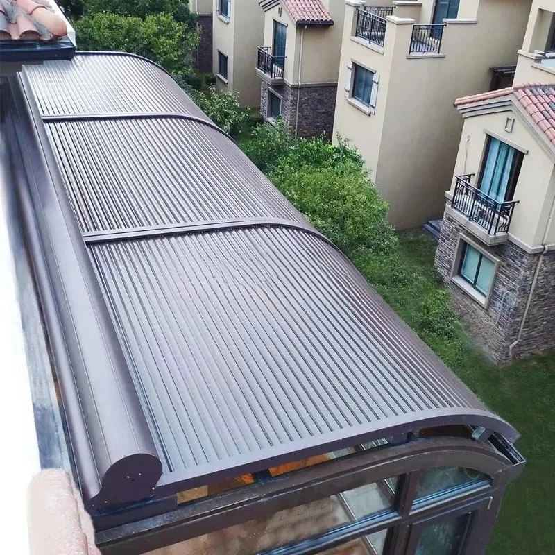 Custom Outdoor Automatic Sliding Sun Room Gazebo Systems Aluminium Profile Sun Shade Retractable Glass Roof  Pergola  Heavy Duty