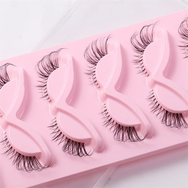 5 pairs/Tray Natual warping Fox eye contour transparent stem eye tail lengthening eyelash extention with support cutoamized