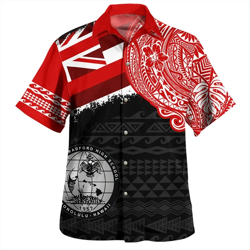 

3D Printing Amercian Polynesian Hawaii Flag Shirts For Men Hawaii Graphic Short T Shirts Clothes Tee Top Camisas De Hombre