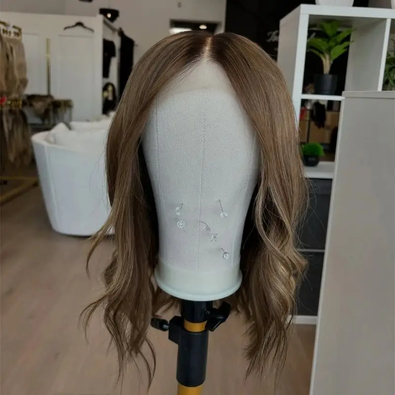 

Короткая волна Боб Ombre Коричневый Блондин Синтетический HD Парик Фронта Шнурка Реалистичный Парик Волос Для Белых Черных Женщин Алопеция Волос