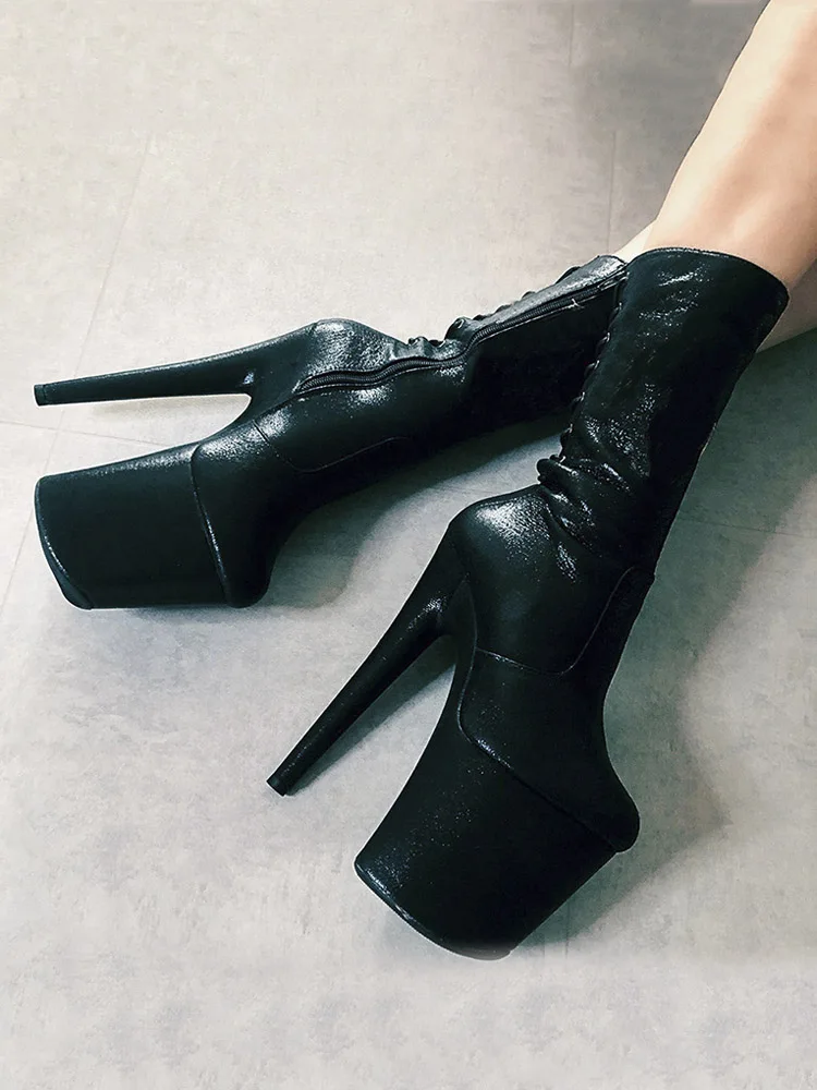 

Gothic sexy high heels 20cm thick bottom sexy erotic short boots nightclub stripper heels red pole dance boots platform Exotic
