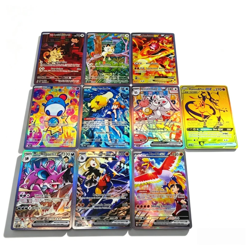 DIY Pocket Monster Series English Version Meowth Collection Card PTCG Charizard Mewtwo Marill Psyduck High Quality Card Gift Toy