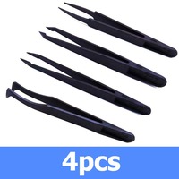 4 Pieces/set Watch Repair Tool Antistatic Carbon Fiber Tweezers Plastic Tweezers for Watchmaker Phones Electronic Component