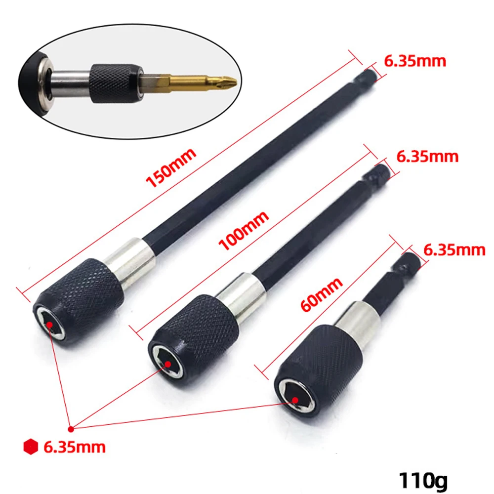 60-150mm hexagonal quick-release self-locking extension rod electric drill driver quick transfer rod screwdriver tool set