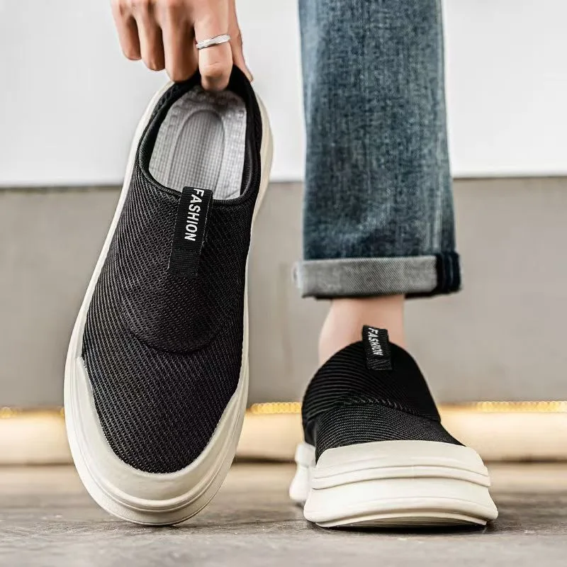 

2026 Summer Men's Breathable Slip-on Mules Open Back Slippers Casual Office Streetwear Sport Footwear