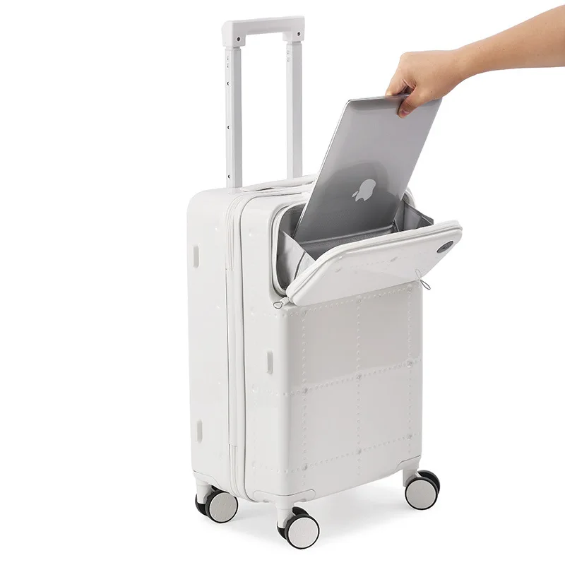 

Front open lid computer suitcase multi-function trolley case student travel 24 inch female solid color password