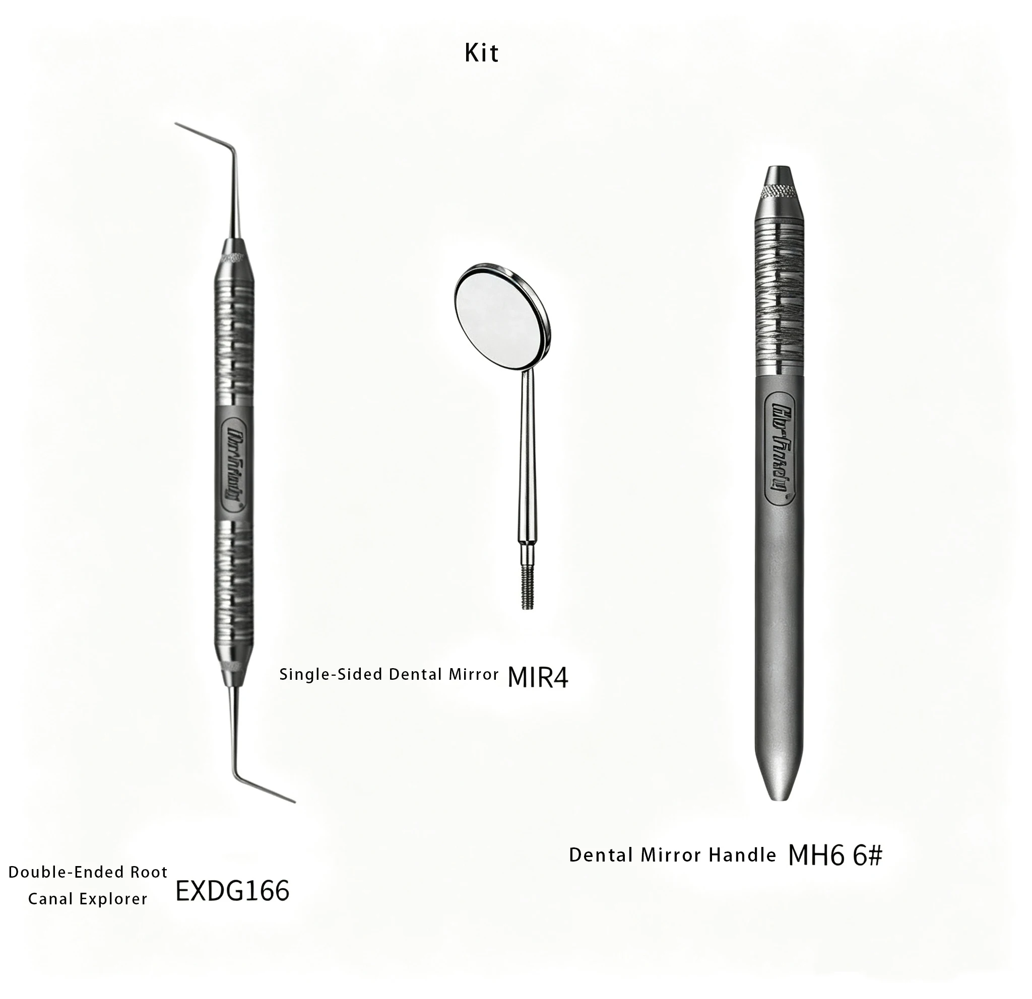 Dental Micro Root Canal 3Pcs Kit Mirror Explorer Probe Handle Autoclavable Stainless Steel Endodontic Diagnostic Tool for Clinic
