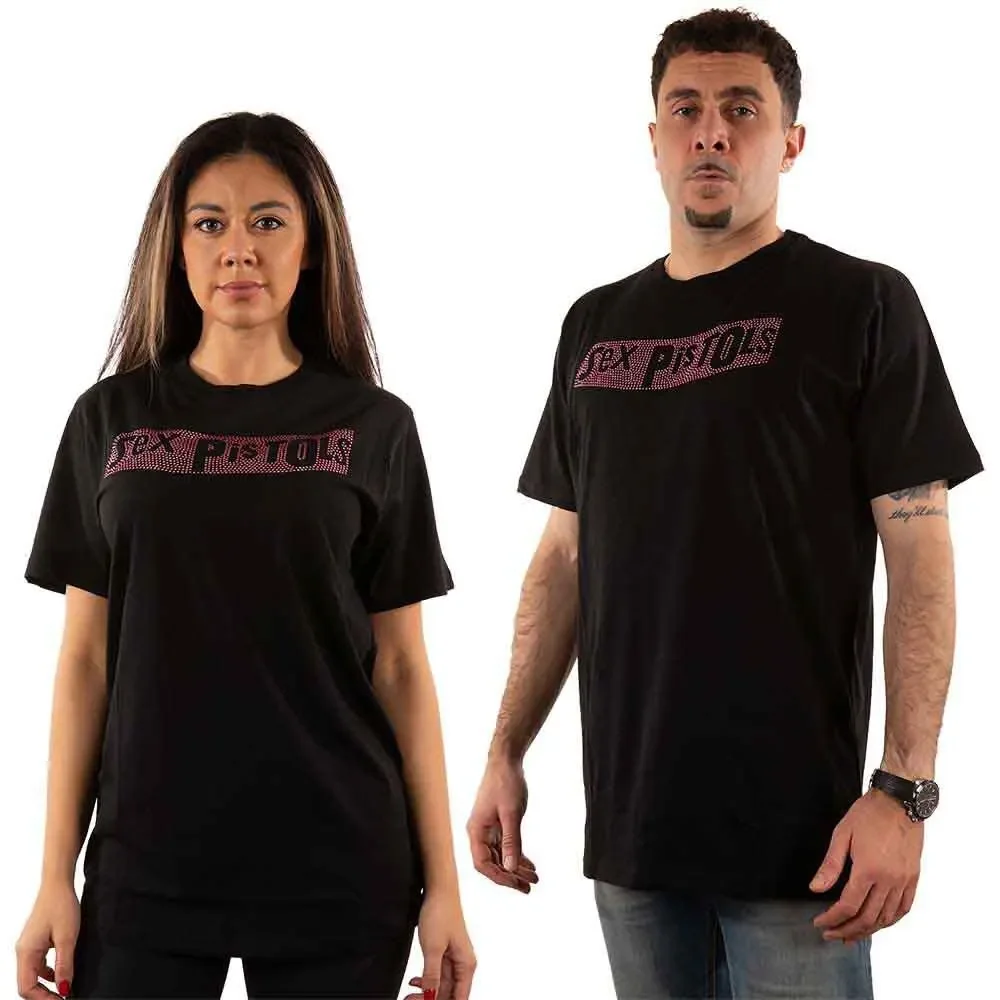 The Sex Pistols Unisex Embellished TShirt: Logo (Diamante) (Medium)