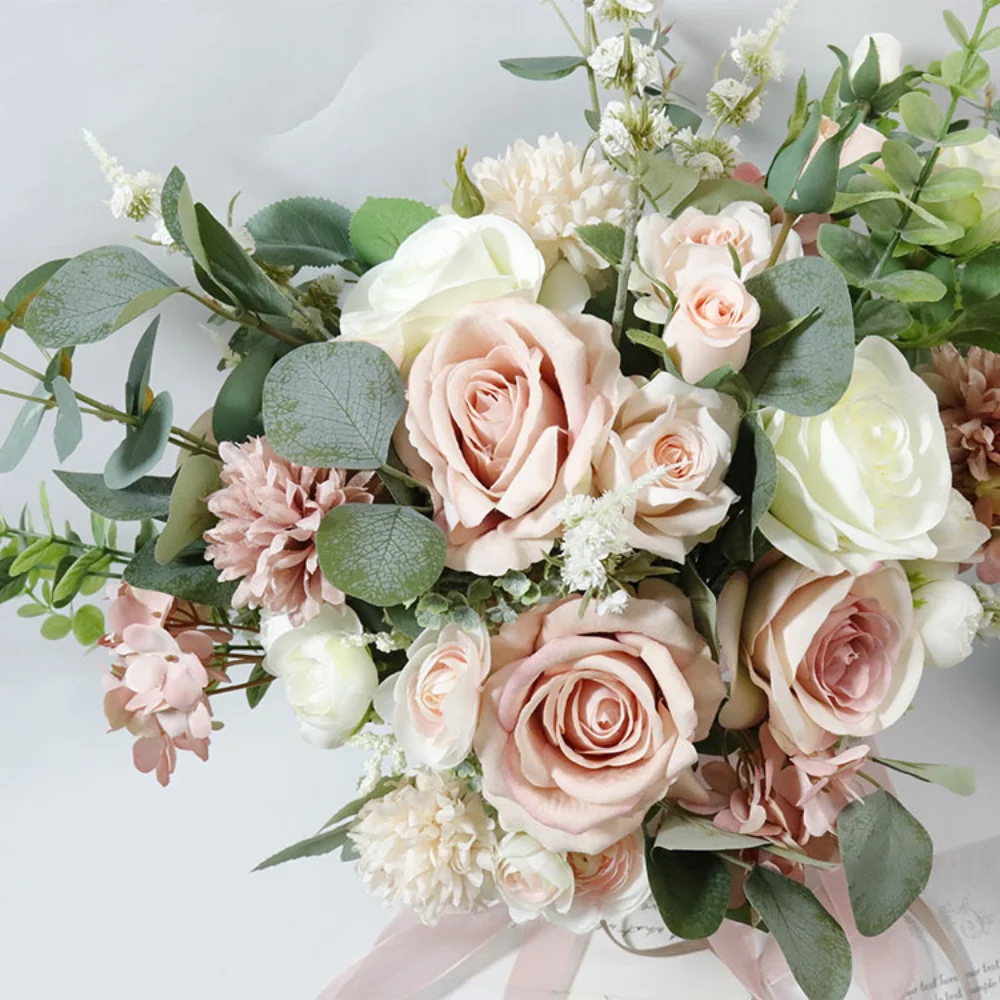 Handgemachte Seide Rose Hochzeits sträuße für Brautjungfern Braut künstliche Halte blumen für Hochzeit Kirche Wohnkultur Brauts trauß