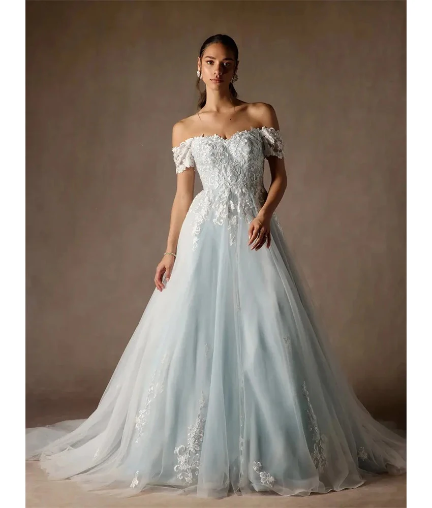 

Вечернее платье Victoria Customized Graceful из тюля А-силуэта с открытыми плечами и аппликациями, элегантное, с вырезом «сердечко», для женщин, свадебное