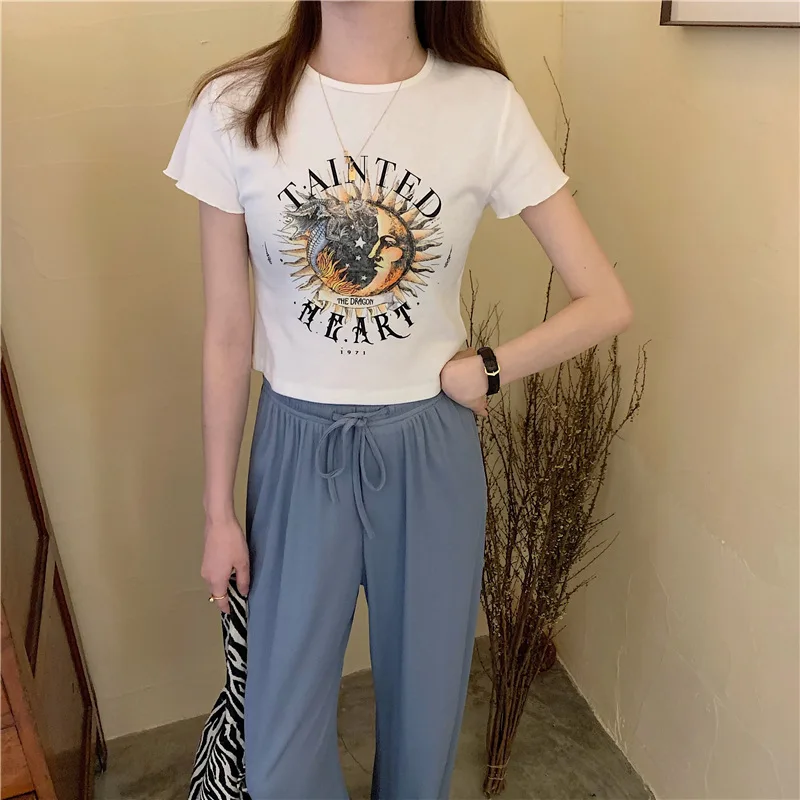 Summer Korean Version Slim-fit Short-sleeved T-shirt Women's Top Women's Clothing