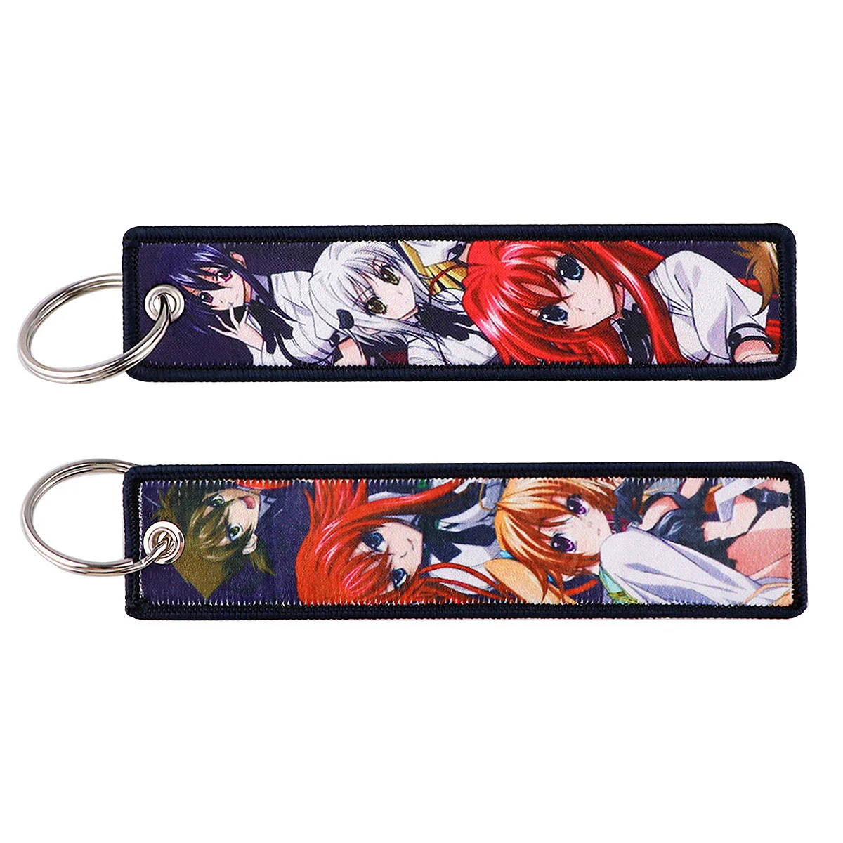 Anime Girls Key Tag Embroidery Key Fobs Keychain For Car Keys Backpack Key Ring Holder Chaveiro Jewelry Accessories