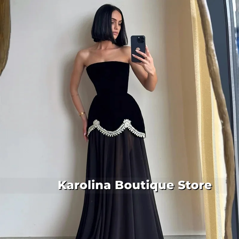 فساتين سهرة على شكل حرف a بدون أكمام كريستال بدون حمالات فساتين رسمية طويلة للنساء فساتين حفلات أنيقة مصنوعة حسب الطلب 2025