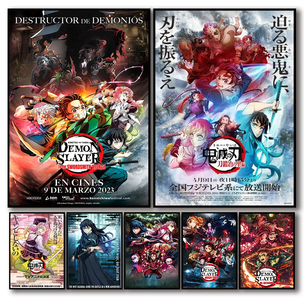 2023 Demon Slayer Kimetsu No Yaiba To The Swordsmith Village Poster Anime Figure Canvas Print Manga Wall Art Kawaii Room Decor