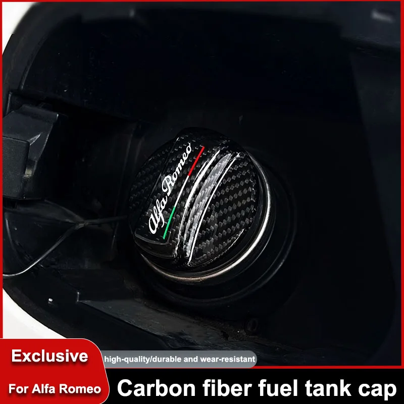 Car Carbon Fibrer Fuel Tank Cap Protection Cover Sticker Interior Accessorie For Alfa Romeo Giulia Giulietta 156 GT 4C 159 166