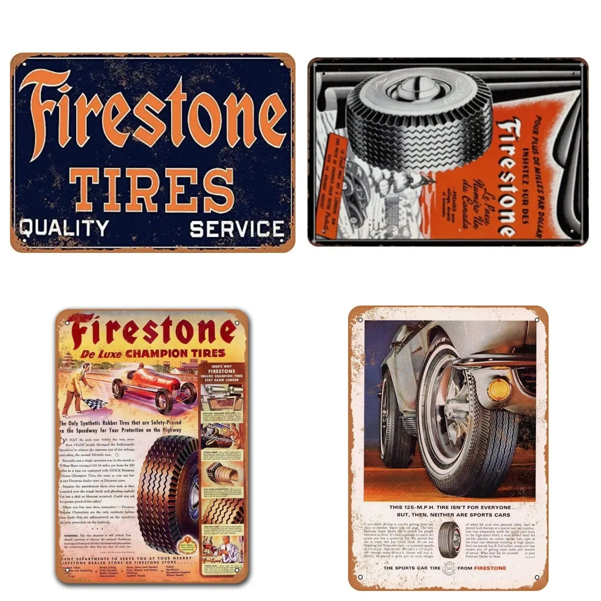 Metal Sign Firestone Tires Tin Signs Art Iron Painting 8x12 Inch