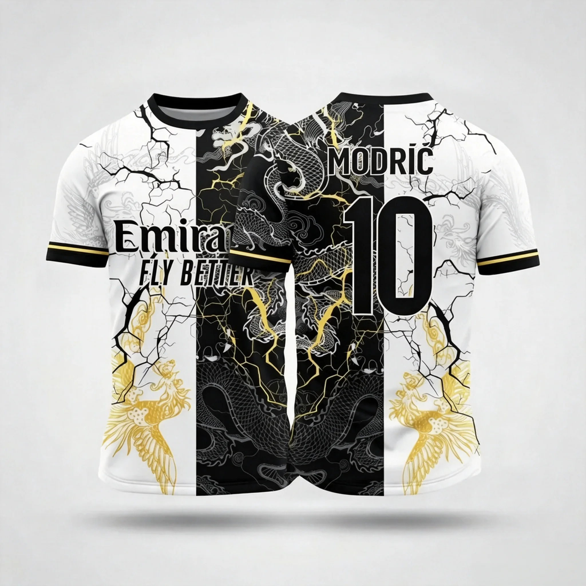 2026 Retro Modrić No.10 Dragon Pattern Football Training Shirt Fashion Trend Fast Drying Breathable Family and Child Wear