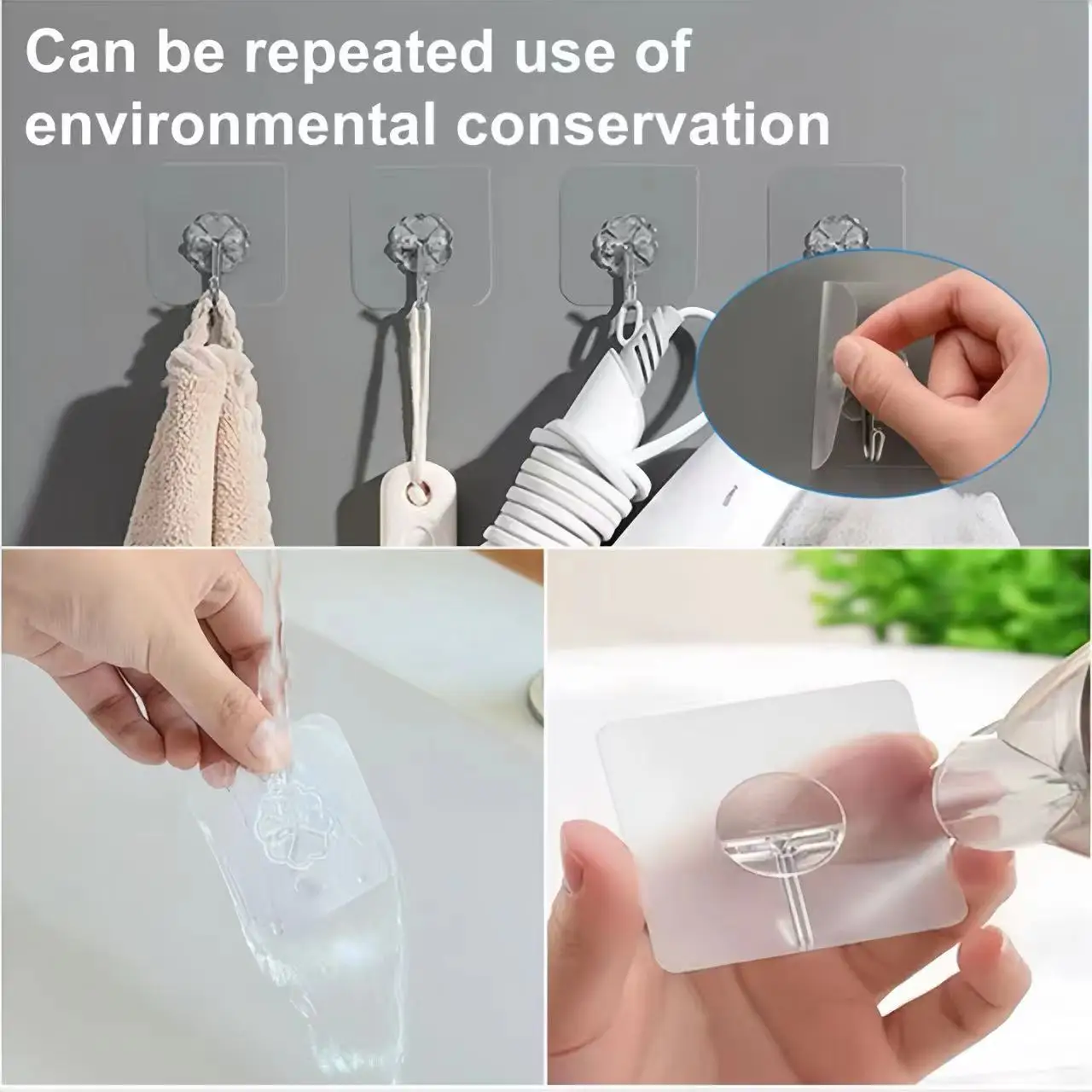 Wall Hooks for Hanging Heavy Duty Self Adhesive Hooks Transparent Seamless Hooks Keys Bathroom Shower Outdoor Kitchen Door Home