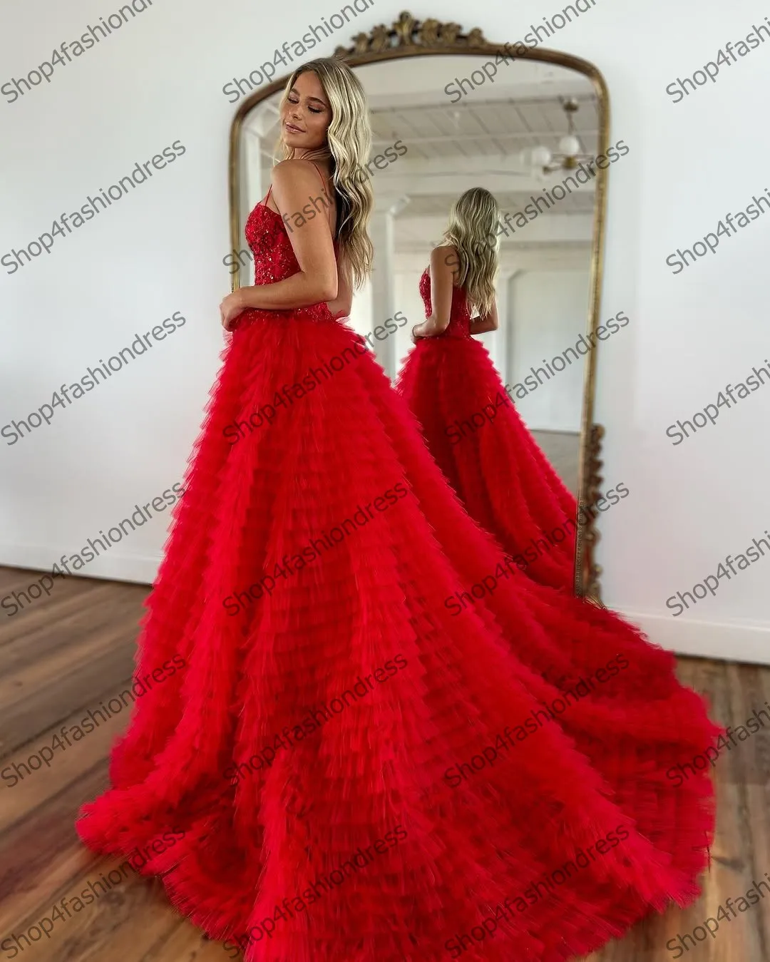 สายสปาเก็ตตี้Tulleพรหมชุดเซ็กซี่สูงเลื่อมลูกไม้ชุดราตรีอย่างเป็นทางการสําหรับโอกาสพิเศษ,ชุดปาร์ตี้สตรี