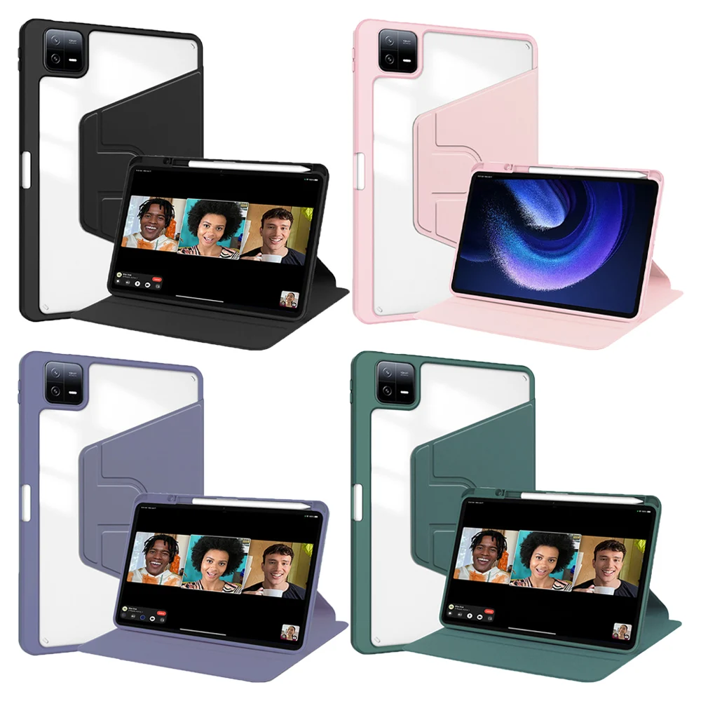 Coque pour Xiaomi Pad 8 Mi Pad 8 Pro, 11.2 pouces, dos en acrylique rotatif à 360 degrés, pour tablette POCO Pad X1, avec porte-crayon