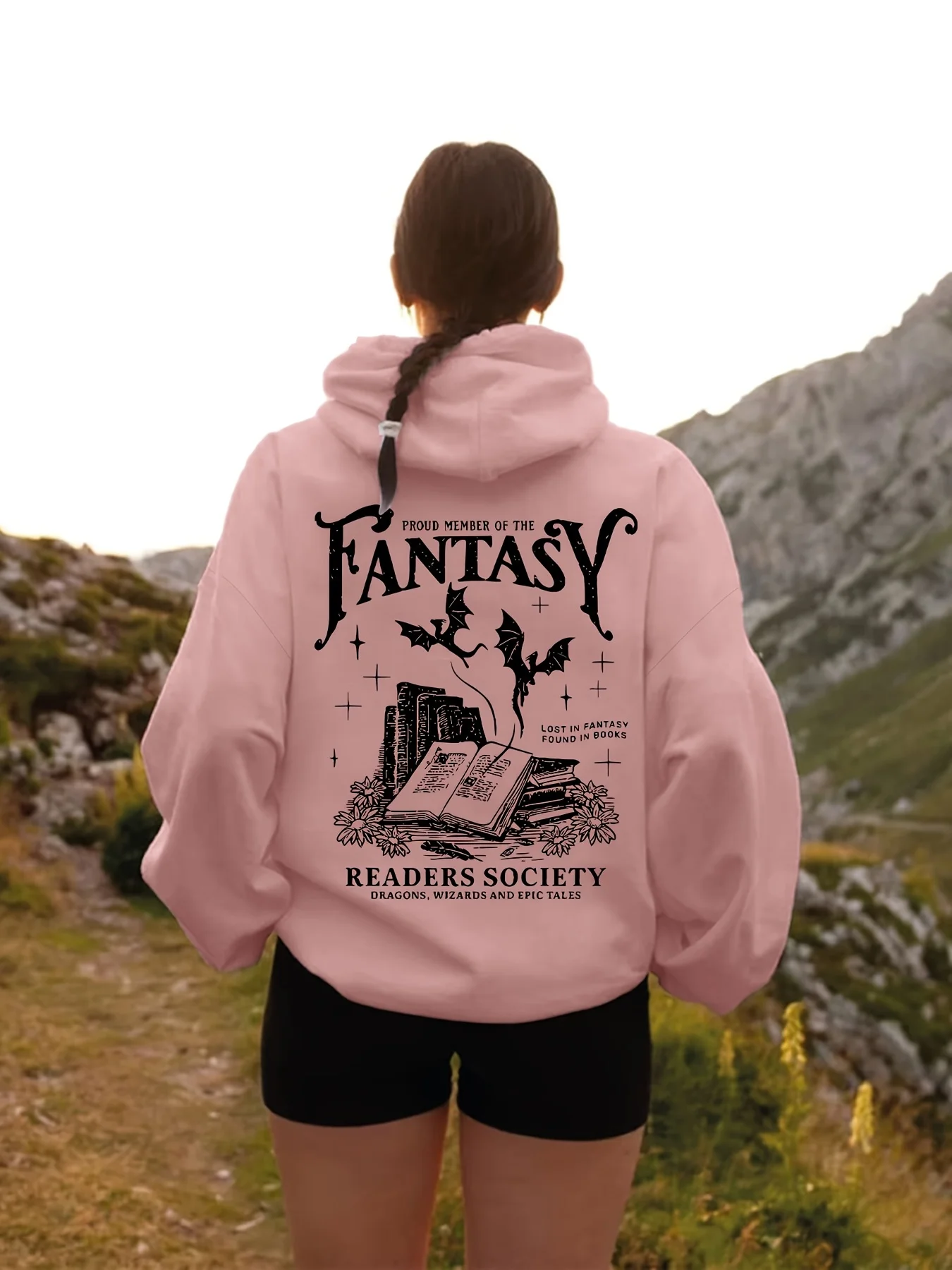 Women Fantasy Readers' Club Hoodie Unisex Autumn Winter Fleece Oversized Hooded Everyday Outdoors Hoodie for Any Occasion