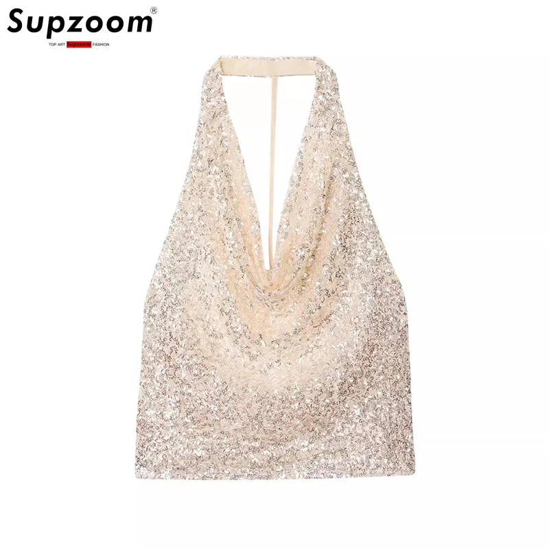 

Supzoom 2026 New Arrival Top Fashion European And American Style versatile Bead Hanging Neck Collar Top