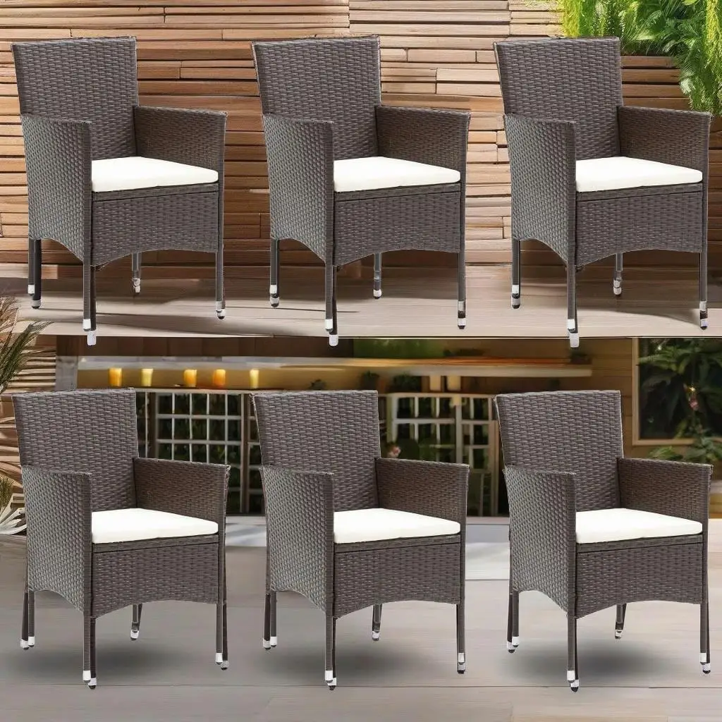 

7-Piece Brown Poly Rattan Patio Dining Set - Outdoor Furniture for Garden & Balcony