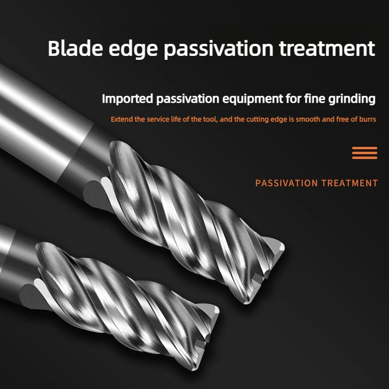 HRC62 Corner Radius End Mill CNC R Bull Nose Milling Cutter Metal Router Tungsten Carbide Steel Tool R0.5 R1 4Flutes