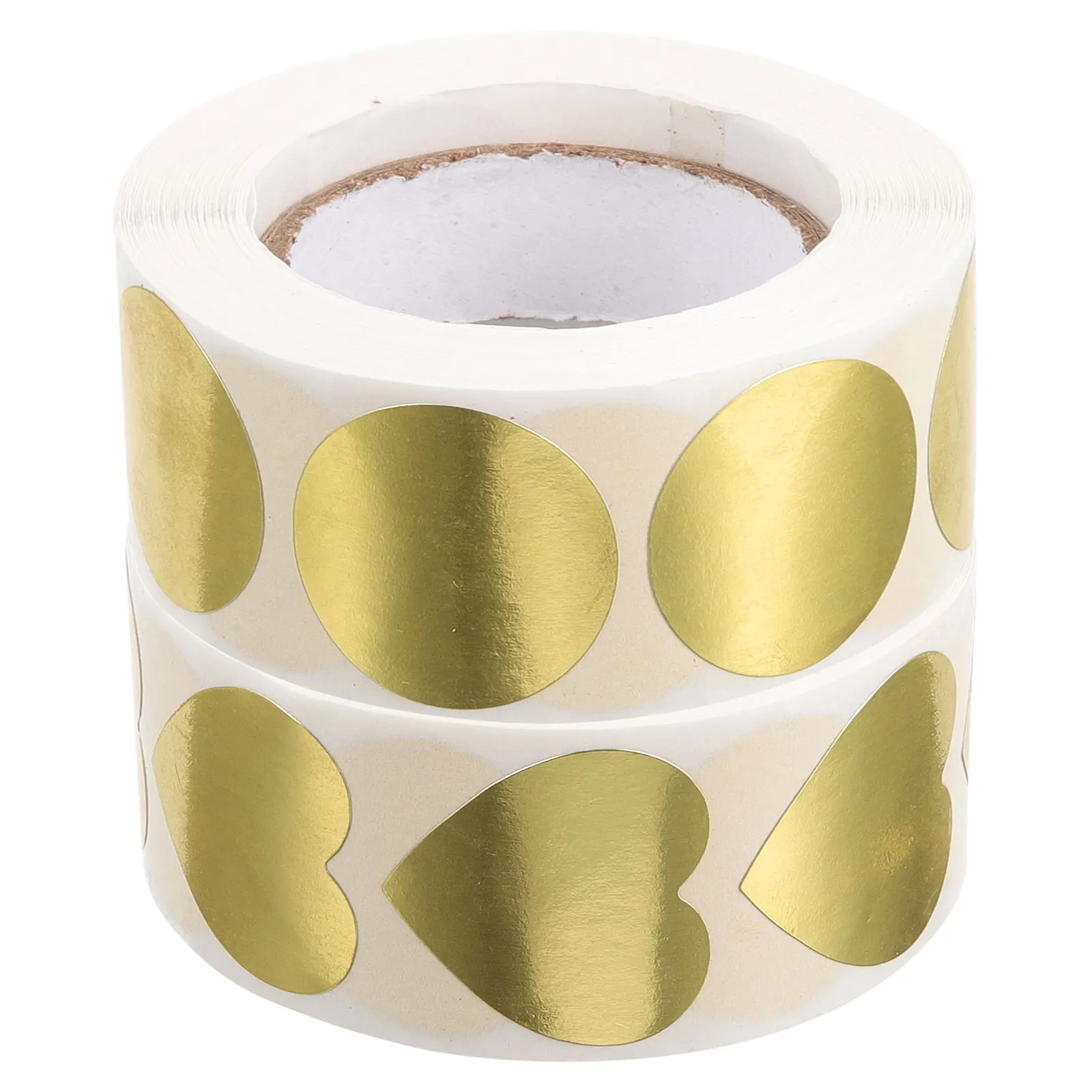 

Glowing Heart Labels 2 Rolls Round Adhesive Sealing Stickers Large Golden Bright Color Simple Perfect Envelopes DIY Boxes Bags