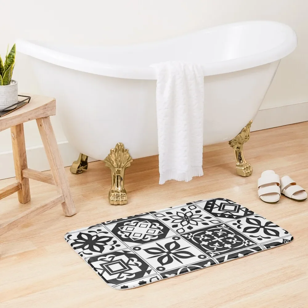 

black white tiles Bath Mat Floor Toilet Household Items Slip-Resistant Mat