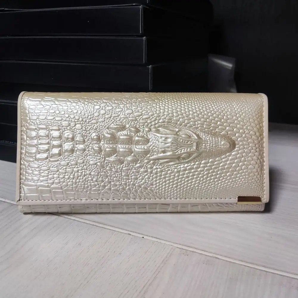 PU-Leder Geldbörse mit Krokodilmuster Reißverschluss-Münzfach Damen-Portemonnaie Brieftaschen-Design Multifunktional – Detail 5