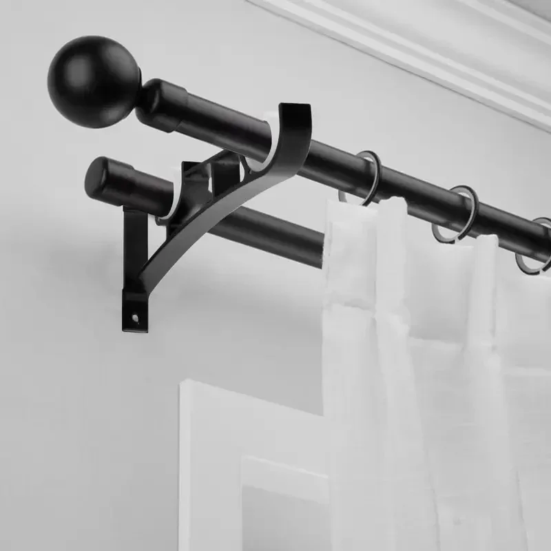 1Set Aluminum alloy curtain rod Roman pole bracket, top mounted single pole double pole base bracket, modern and simple