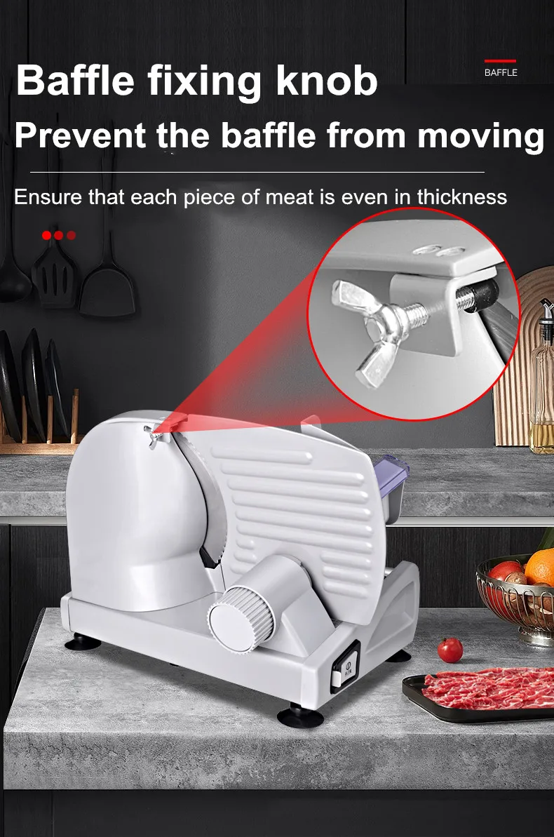220V Elektrische Lebensmittel Slicer Fleisch Lebensmittel Haushalt Desktop Fleisch Slicer Lamm und Rindfleisch Slicer 0-22mm Brot schinken Fleisch Schneiden Maschine – Detail 3